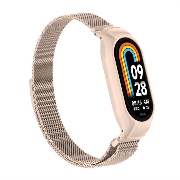 For Xiaomi Mi Band 8 Integrated Metal Case + Milanese Magnetic Watch Band