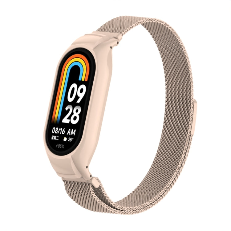 For Xiaomi Mi Band 8 Integrated Metal Case + Milanese Magnetic Watch Band