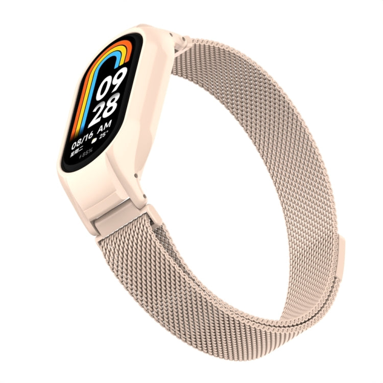 For Xiaomi Mi Band 8 Integrated Metal Case + Milanese Magnetic Watch Band