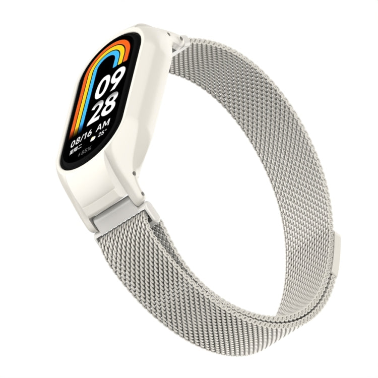 For Xiaomi Mi Band 8 Integrated Metal Case + Milanese Magnetic Watch Band