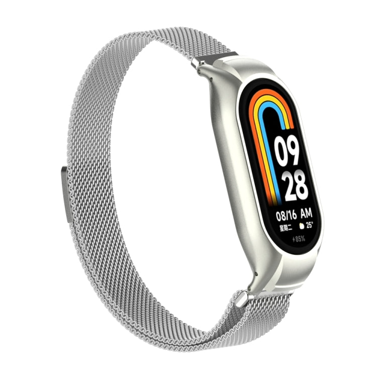 For Xiaomi Mi Band 8 Integrated Metal Case + Milanese Magnetic Watch Band