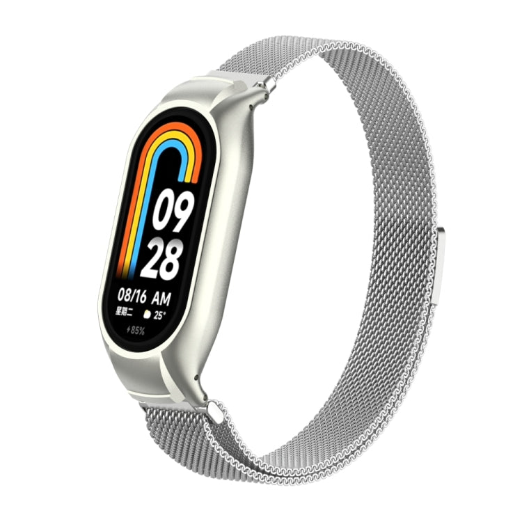 For Xiaomi Mi Band 8 Integrated Metal Case + Milanese Magnetic Watch Band