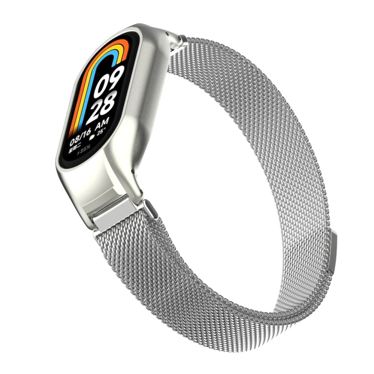 For Xiaomi Mi Band 8 Integrated Metal Case + Milanese Magnetic Watch Band