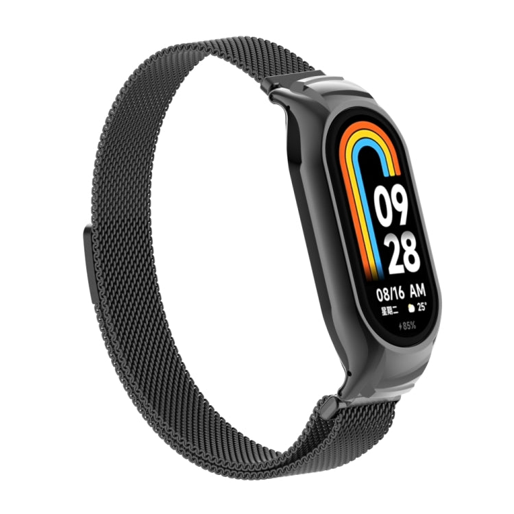 For Xiaomi Mi Band 8 Integrated Metal Case + Milanese Magnetic Watch Band