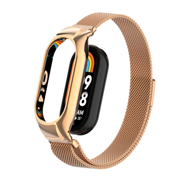 For Xiaomi Mi Band 8 Integrated Metal Case + Milanese Magnetic Watch Band