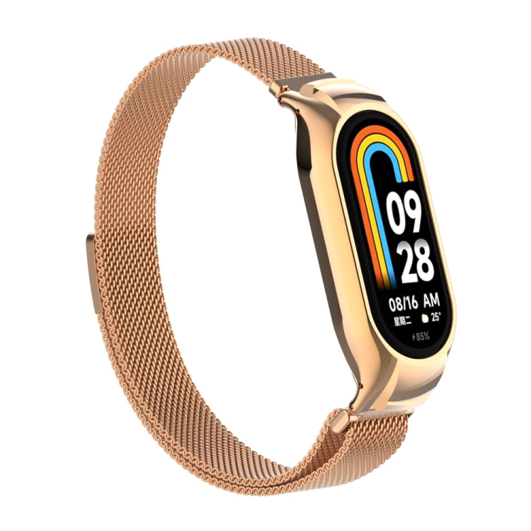 For Xiaomi Mi Band 8 Integrated Metal Case + Milanese Magnetic Watch Band