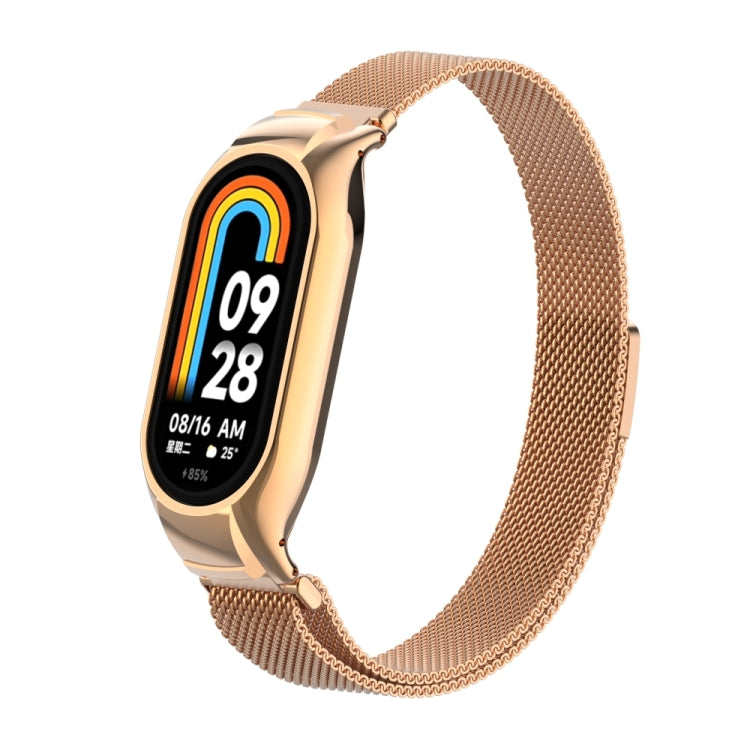 For Xiaomi Mi Band 8 Integrated Metal Case + Milanese Magnetic Watch Band