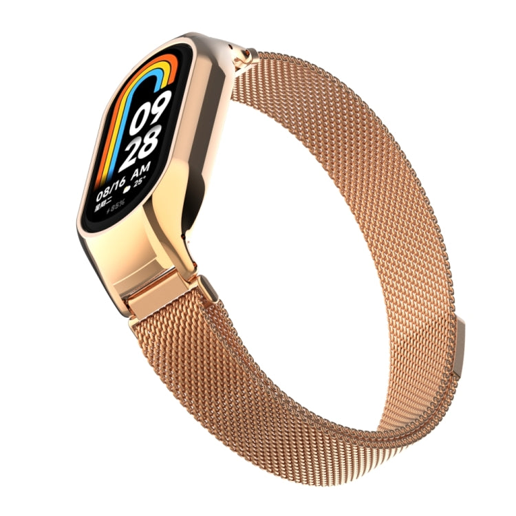 For Xiaomi Mi Band 8 Integrated Metal Case + Milanese Magnetic Watch Band