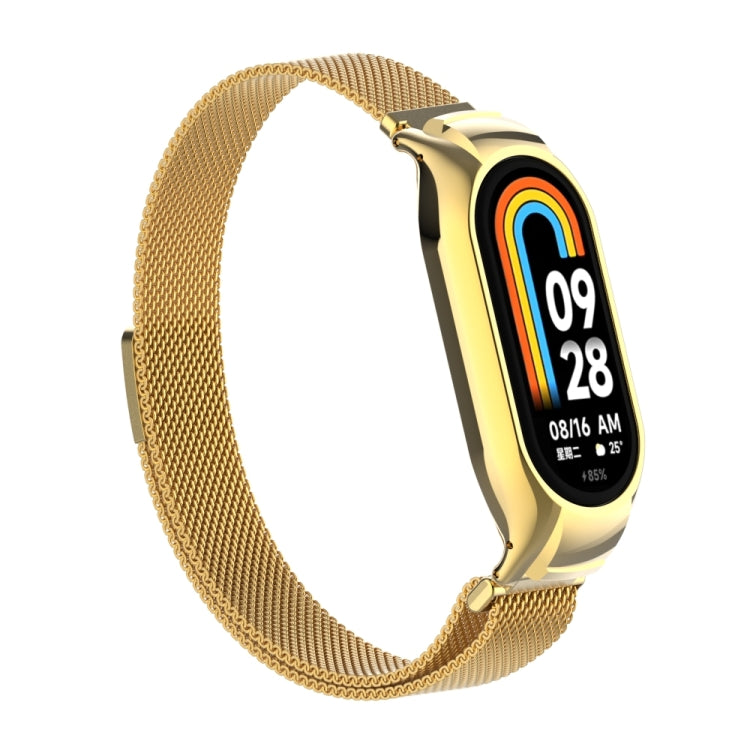 For Xiaomi Mi Band 8 Integrated Metal Case + Milanese Magnetic Watch Band
