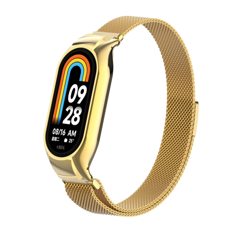 For Xiaomi Mi Band 8 Integrated Metal Case + Milanese Magnetic Watch Band