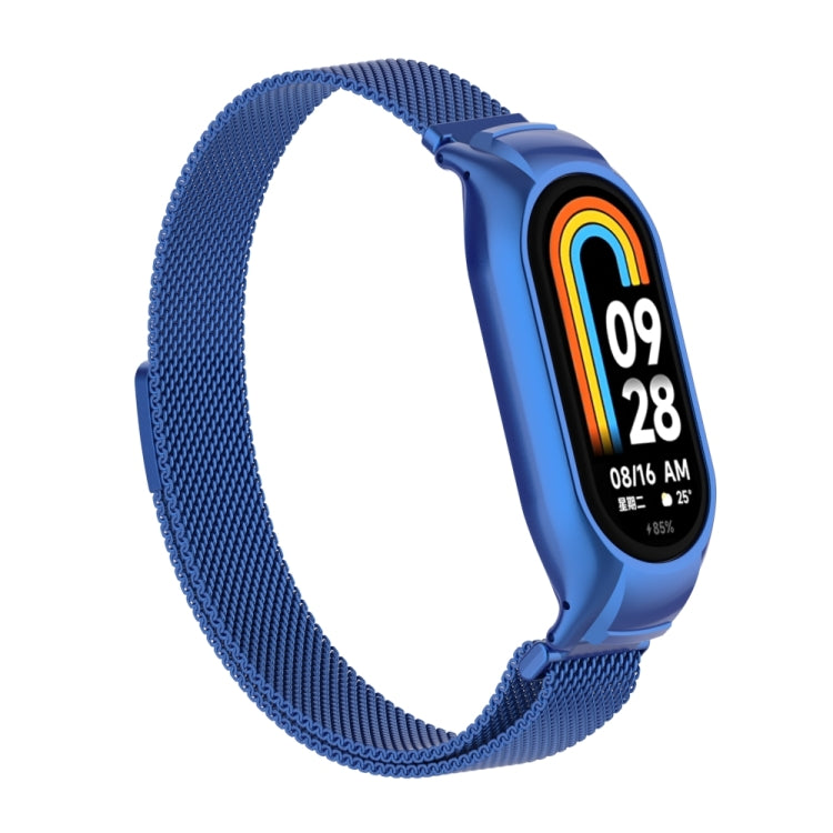 For Xiaomi Mi Band 8 Integrated Metal Case + Milanese Magnetic Watch Band