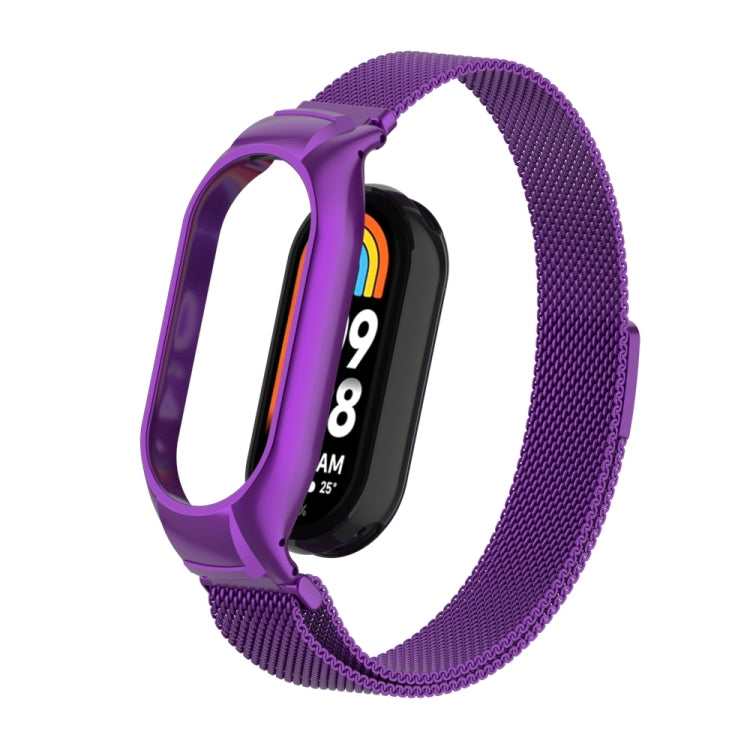For Xiaomi Mi Band 8 Integrated Metal Case + Milanese Magnetic Watch Band