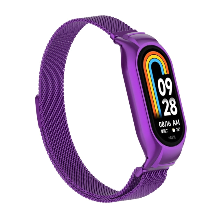 For Xiaomi Mi Band 8 Integrated Metal Case + Milanese Magnetic Watch Band