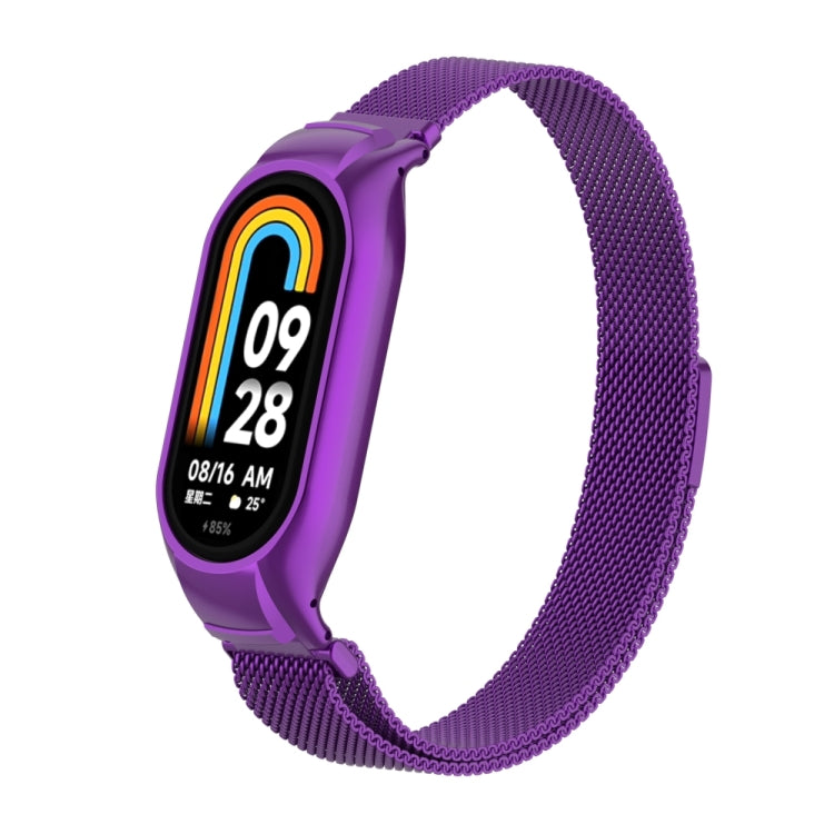 For Xiaomi Mi Band 8 Integrated Metal Case + Milanese Magnetic Watch Band