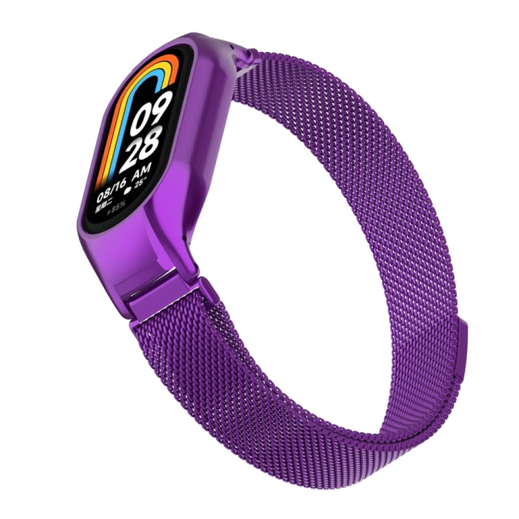 For Xiaomi Mi Band 8 Integrated Metal Case + Milanese Magnetic Watch Band