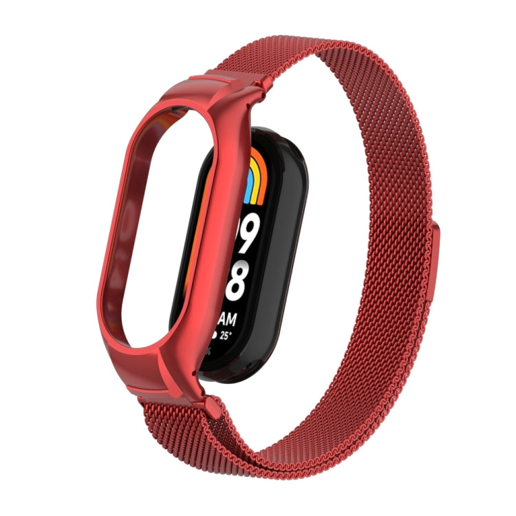 For Xiaomi Mi Band 8 Integrated Metal Case + Milanese Magnetic Watch Band