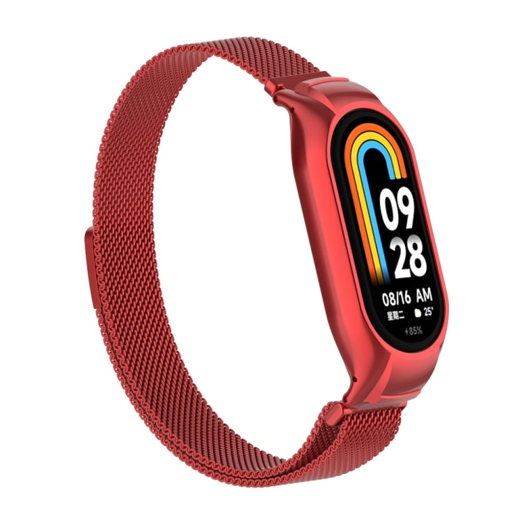 For Xiaomi Mi Band 8 Integrated Metal Case + Milanese Magnetic Watch Band
