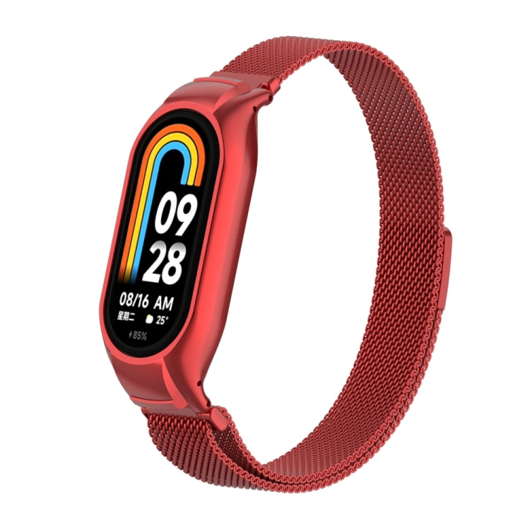 For Xiaomi Mi Band 8 Integrated Metal Case + Milanese Magnetic Watch Band