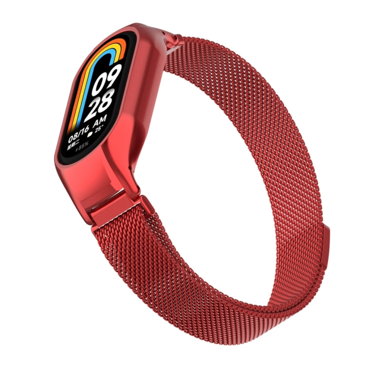 For Xiaomi Mi Band 8 Integrated Metal Case + Milanese Magnetic Watch Band