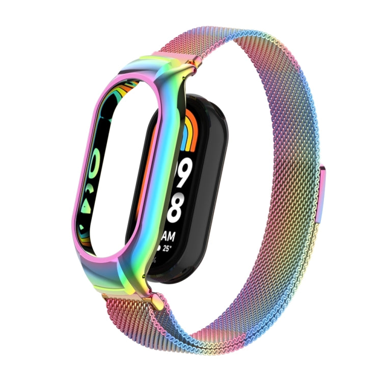 For Xiaomi Mi Band 8 Integrated Metal Case + Milanese Magnetic Watch Band