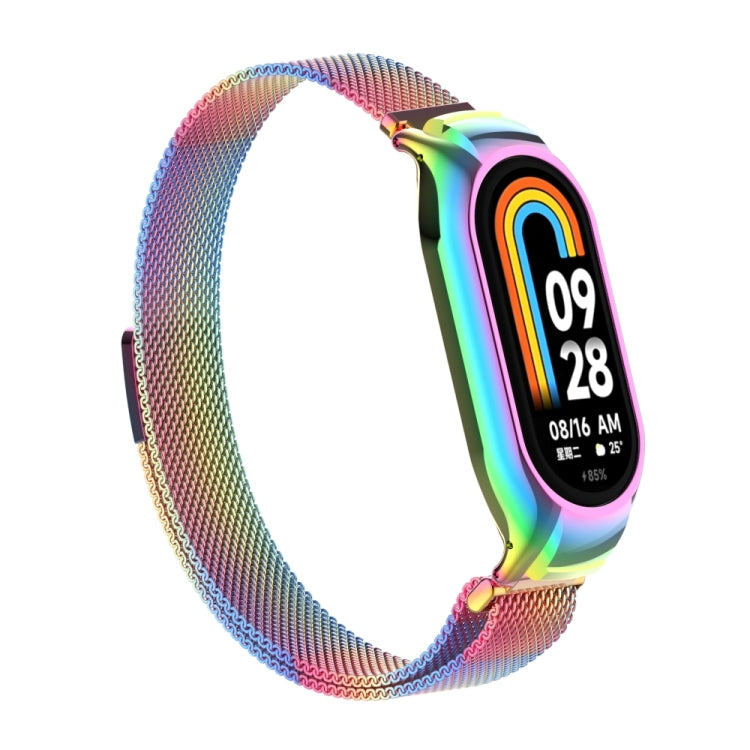 For Xiaomi Mi Band 8 Integrated Metal Case + Milanese Magnetic Watch Band