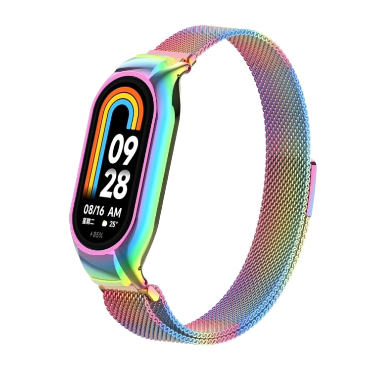 For Xiaomi Mi Band 8 Integrated Metal Case + Milanese Magnetic Watch Band