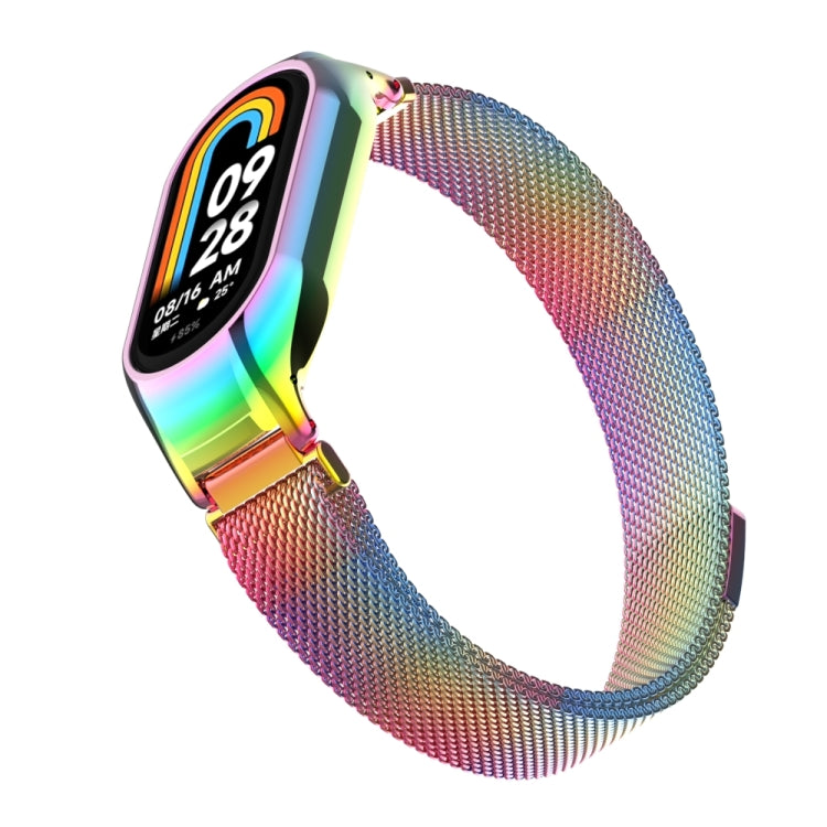 For Xiaomi Mi Band 8 Integrated Metal Case + Milanese Magnetic Watch Band