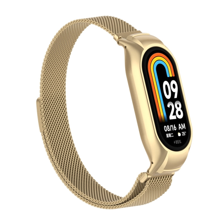 For Xiaomi Mi Band 8 Integrated Metal Case + Milanese Magnetic Watch Band