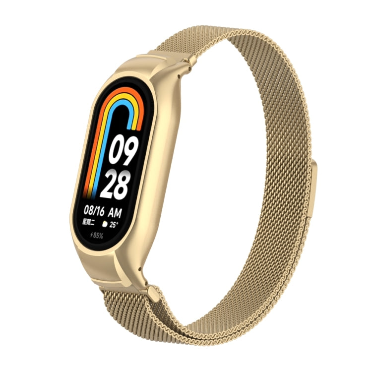 For Xiaomi Mi Band 8 Integrated Metal Case + Milanese Magnetic Watch Band