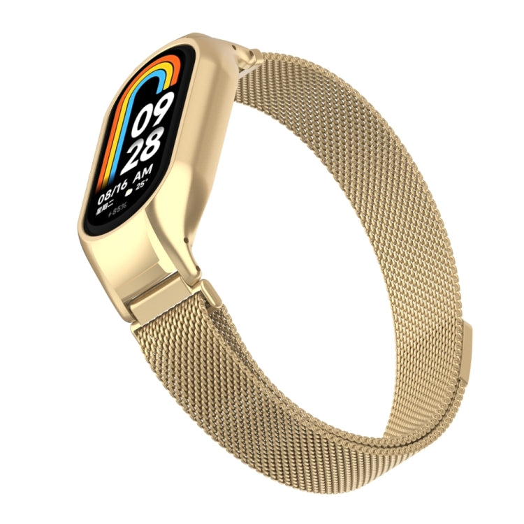 For Xiaomi Mi Band 8 Integrated Metal Case + Milanese Magnetic Watch Band