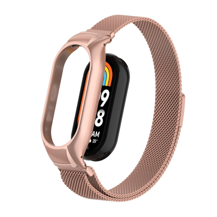 For Xiaomi Mi Band 8 Integrated Metal Case + Milanese Magnetic Watch Band