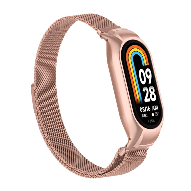 For Xiaomi Mi Band 8 Integrated Metal Case + Milanese Magnetic Watch Band