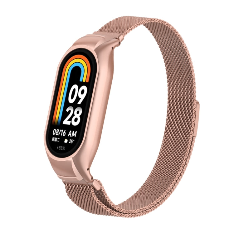 For Xiaomi Mi Band 8 Integrated Metal Case + Milanese Magnetic Watch Band