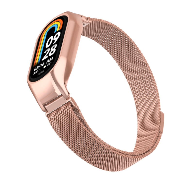 For Xiaomi Mi Band 8 Integrated Metal Case + Milanese Magnetic Watch Band