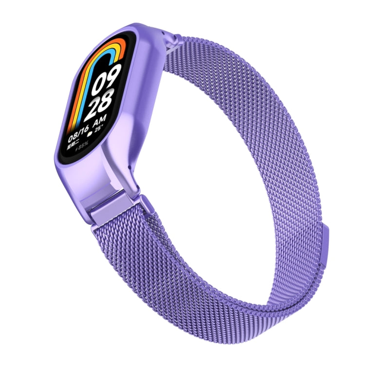 For Xiaomi Mi Band 8 Integrated Metal Case + Milanese Magnetic Watch Band