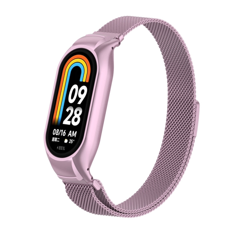 For Xiaomi Mi Band 8 Integrated Metal Case + Milanese Magnetic Watch Band