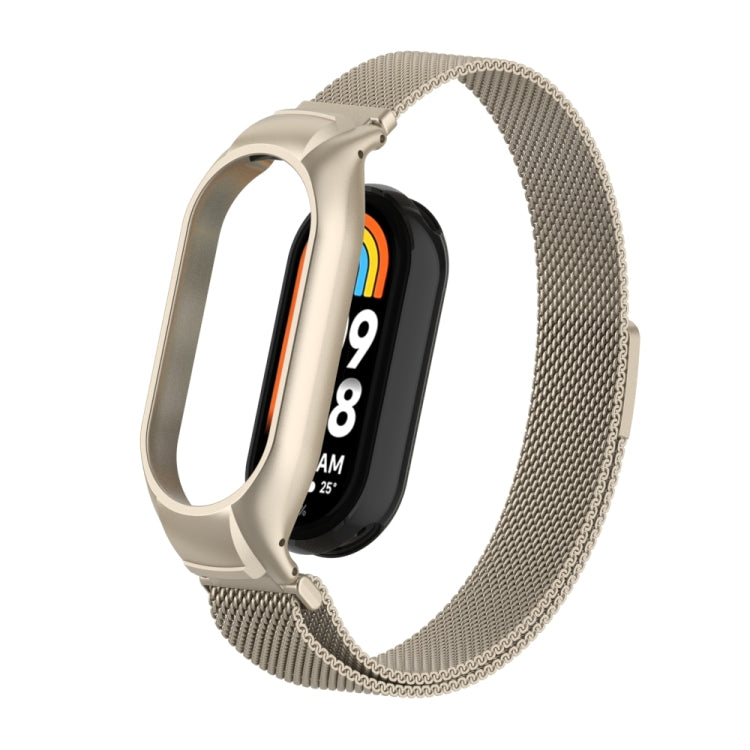 For Xiaomi Mi Band 8 Integrated Metal Case + Milanese Magnetic Watch Band