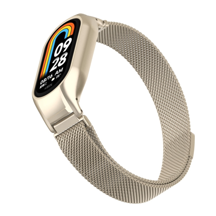 For Xiaomi Mi Band 8 Integrated Metal Case + Milanese Magnetic Watch Band