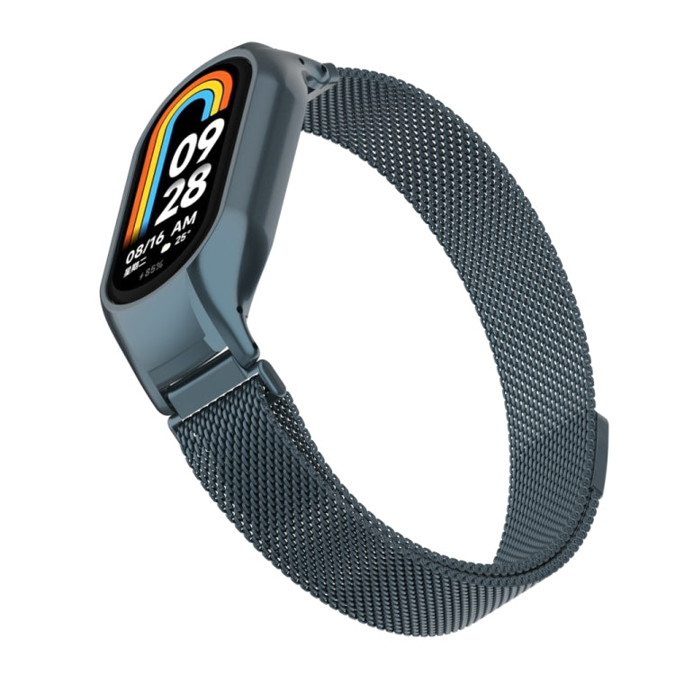 For Xiaomi Mi Band 8 Integrated Metal Case + Milanese Magnetic Watch Band