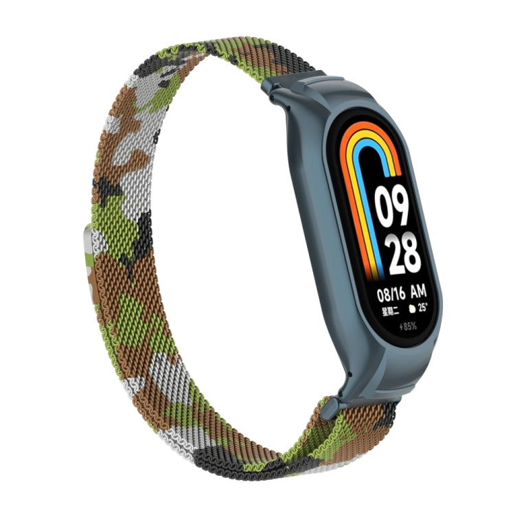 For Xiaomi Mi Band 8 Integrated Metal Case + Milanese Magnetic Watch Band