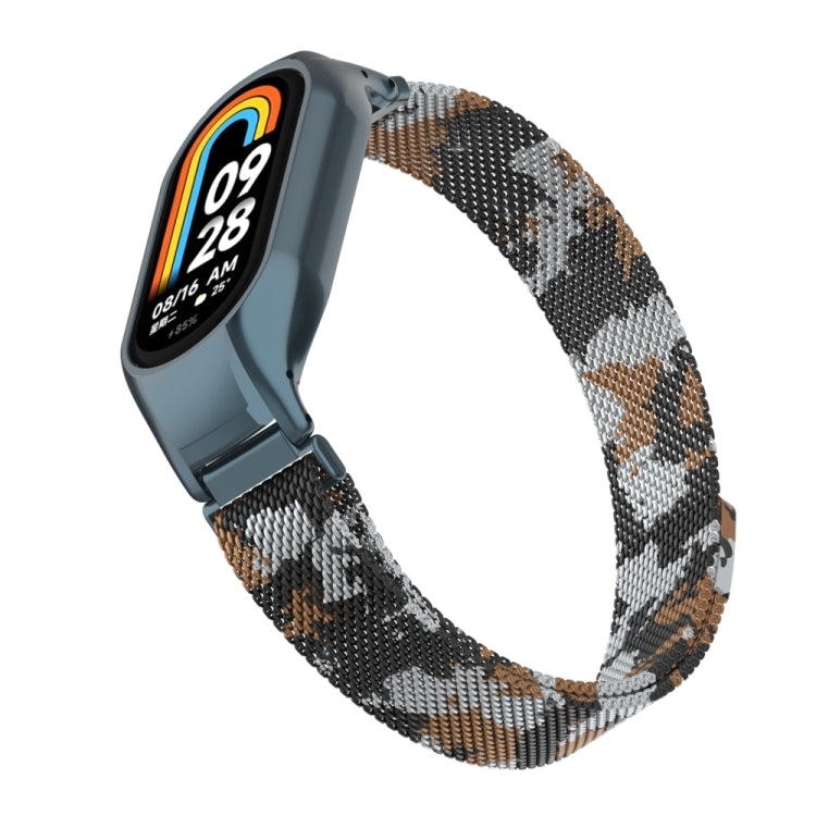 For Xiaomi Mi Band 8 Integrated Metal Case + Milanese Magnetic Watch Band
