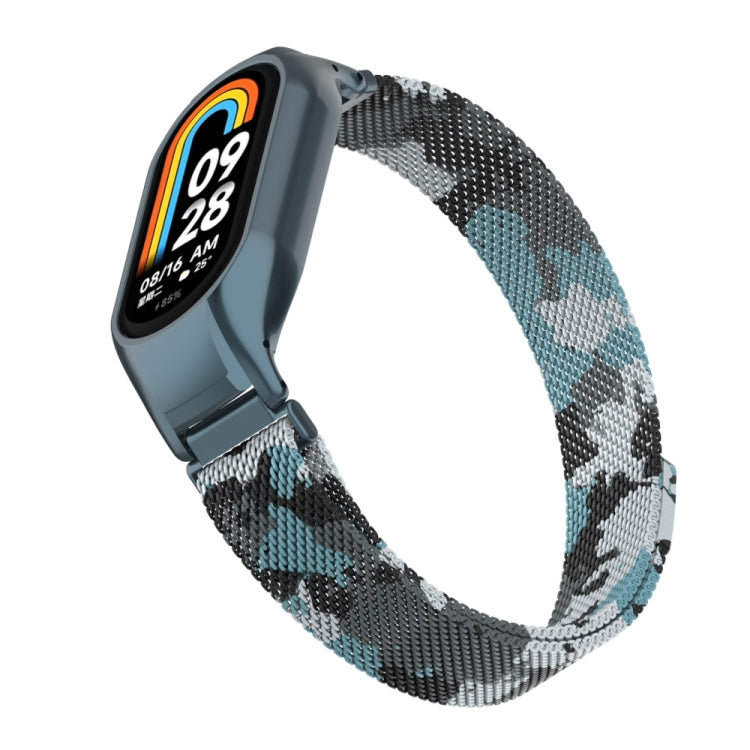 For Xiaomi Mi Band 8 Integrated Metal Case + Milanese Magnetic Watch Band