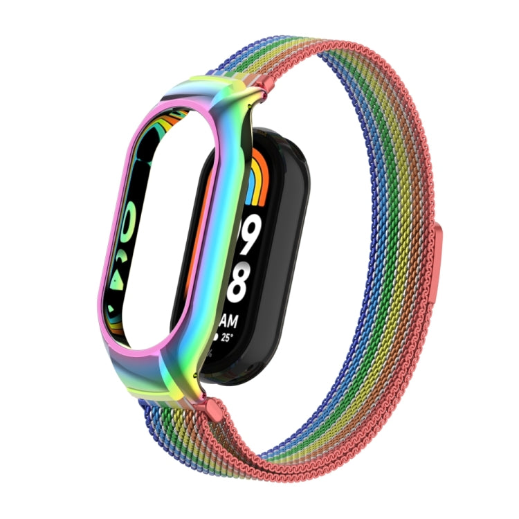 For Xiaomi Mi Band 8 Integrated Metal Case + Milanese Magnetic Watch Band