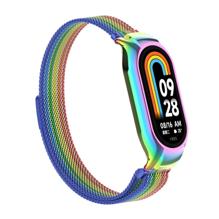 For Xiaomi Mi Band 8 Integrated Metal Case + Milanese Magnetic Watch Band