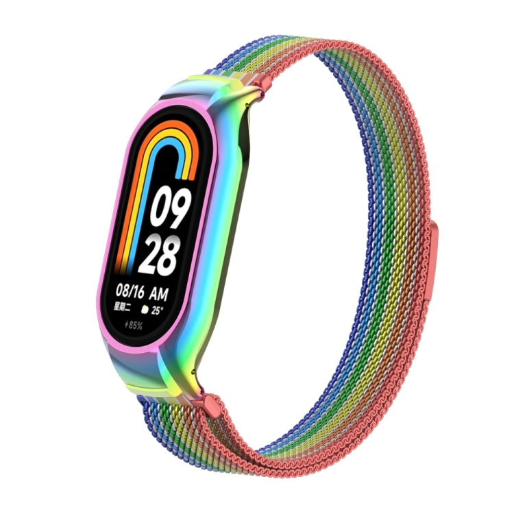 For Xiaomi Mi Band 8 Integrated Metal Case + Milanese Magnetic Watch Band