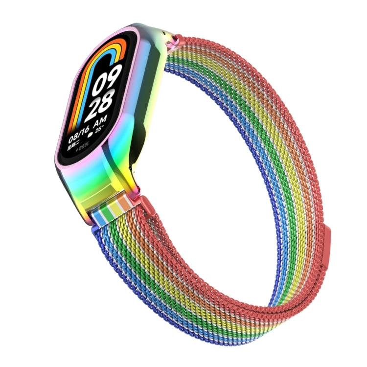 For Xiaomi Mi Band 8 Integrated Metal Case + Milanese Magnetic Watch Band