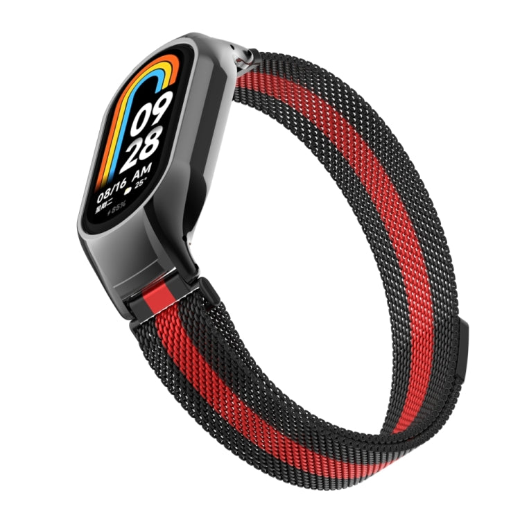 For Xiaomi Mi Band 8 Integrated Metal Case + Milanese Magnetic Watch Band