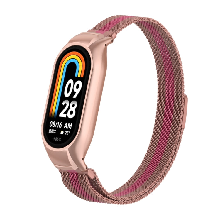 For Xiaomi Mi Band 8 Integrated Metal Case + Milanese Magnetic Watch Band