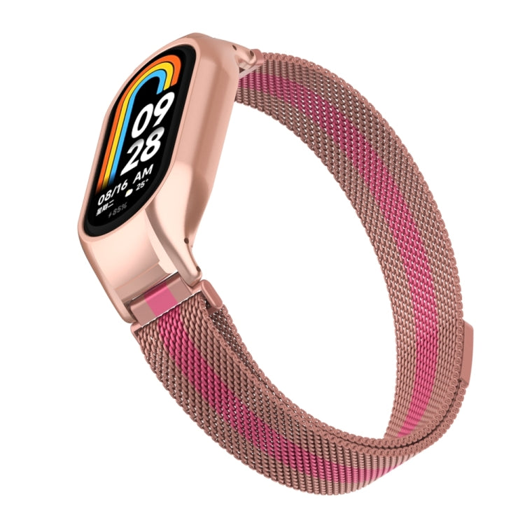For Xiaomi Mi Band 8 Integrated Metal Case + Milanese Magnetic Watch Band