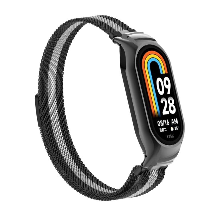 For Xiaomi Mi Band 8 Integrated Metal Case + Milanese Magnetic Watch Band